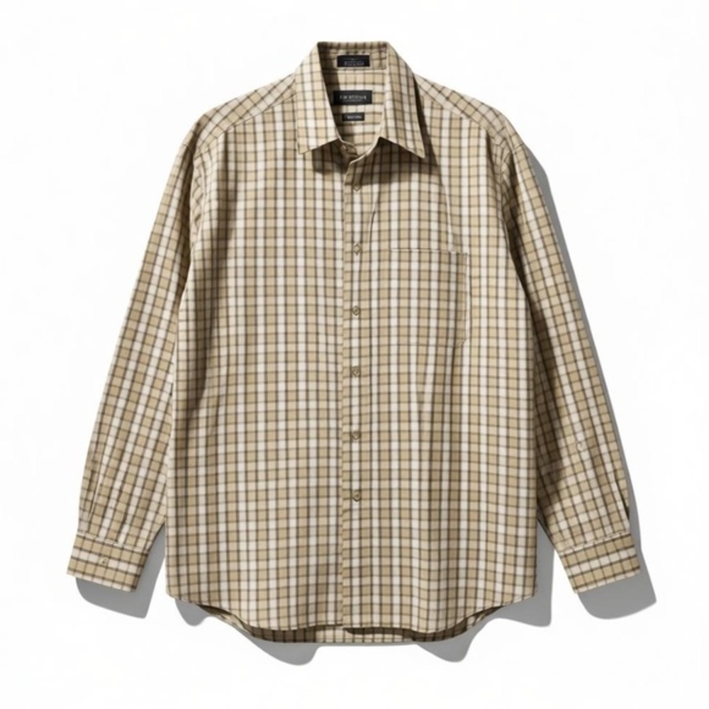 4/$20 Van Heusen Wrinkle Free Plaid Button-Down Shirt L 16–16 1/2 - Picture 2 of 3